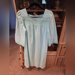 Vanity Fair Light Blue Nightgown with Floral Lace